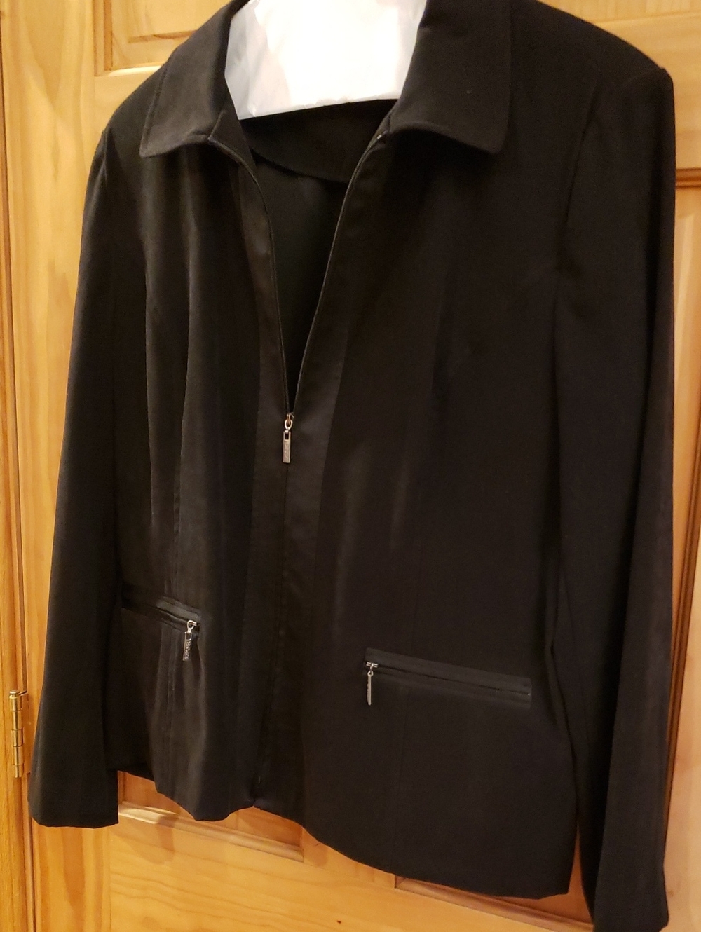 JM Collection Black Zip-Front Blazer Jacket